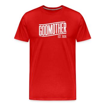 Godmother Est 2026 - Men's Premium Organic T-Shirt - red - Front - Damien (186cm)