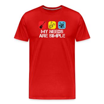 Mes besoins sont simples – des motifs musicaux - T-shirt bio Premium Homme - rouge - Devant - Damien (186cm)