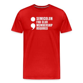 Fan Club de point-virgule Point-virgule - T-shirt bio Premium Homme - rouge - Devant - Damien (186cm)