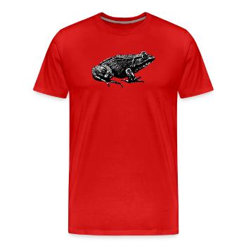 Grafik von einem realen Frosch im Profil  - Männer Premium Bio T-Shirt - Rot - Vorne - Damien (186cm)