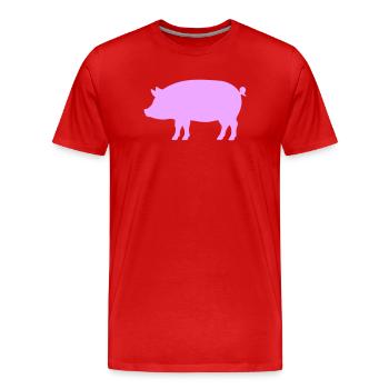 Silhouette de cochon - T-shirt bio Premium Homme - rouge - Devant - Damien (186cm)