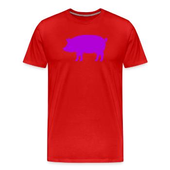 Schwein Silhouette - Männer Premium Bio T-Shirt - Rot - Vorne - Damien (186cm)