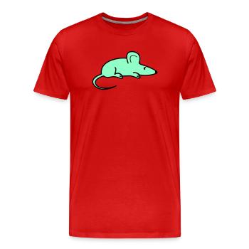 Minzfarbene Maus Silhouette - Männer Premium Bio T-Shirt - Rot - Vorne - Damien (186cm)