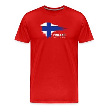 Finnische Flagge Brush Pride - Männer Premium Bio T-Shirt - Rot - Vorne - Damien (186cm)