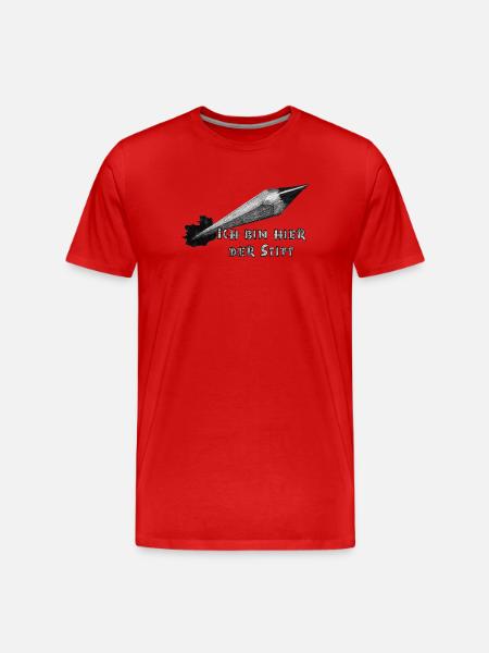 Ich bin hier der Stift - Männer Premium Bio T-Shirt - Rot
