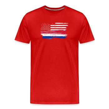 Grunge Flag Brushstroke Americana - Men's Premium Organic T-Shirt - red - Front - Damien (186cm)