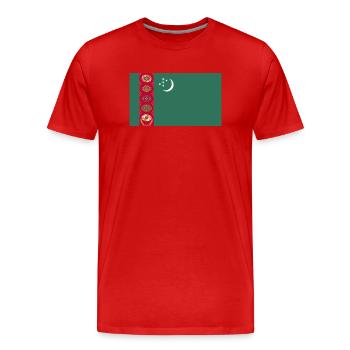 Turkmenistan National Flagge - Männer Premium Bio T-Shirt - Rot - Vorne - Damien (186cm)