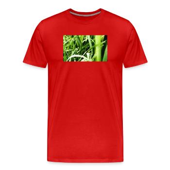 Morning grass - Men's Premium Organic T-Shirt - red - Front - Damien (186cm)