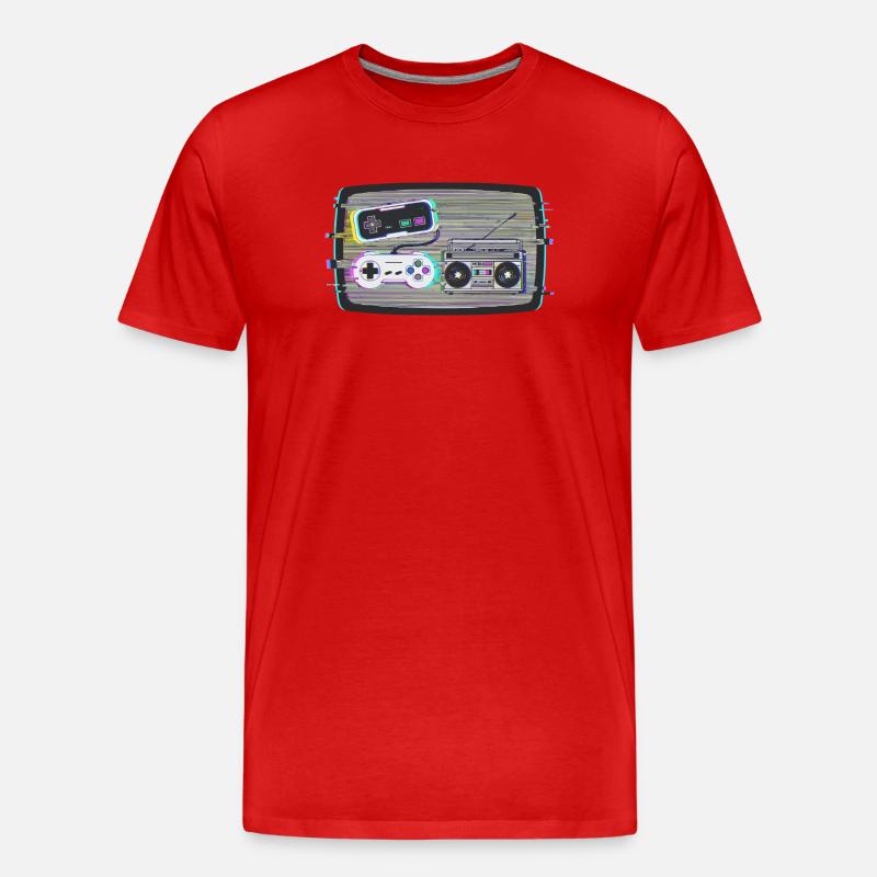 Glitchy Nostalgie - Männer Premium Bio T-Shirt - Rot