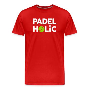 Padel amusant - PadelHolic - T-shirt bio Premium Homme - rouge - Devant - Damien (186cm)
