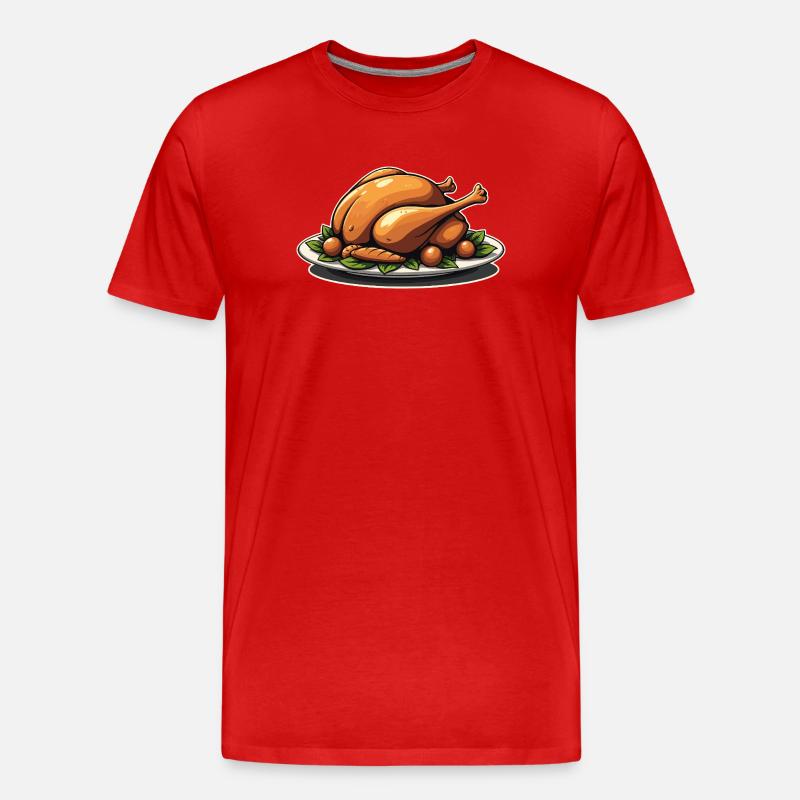 Gebratene Putenplatte - Männer Premium Bio T-Shirt - Rot