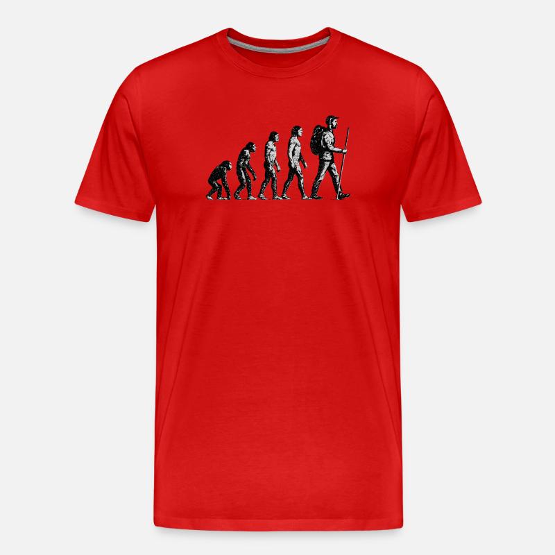 Evolution zum Wandersmann Grunge Design - Männer Premium Bio T-Shirt - Rot