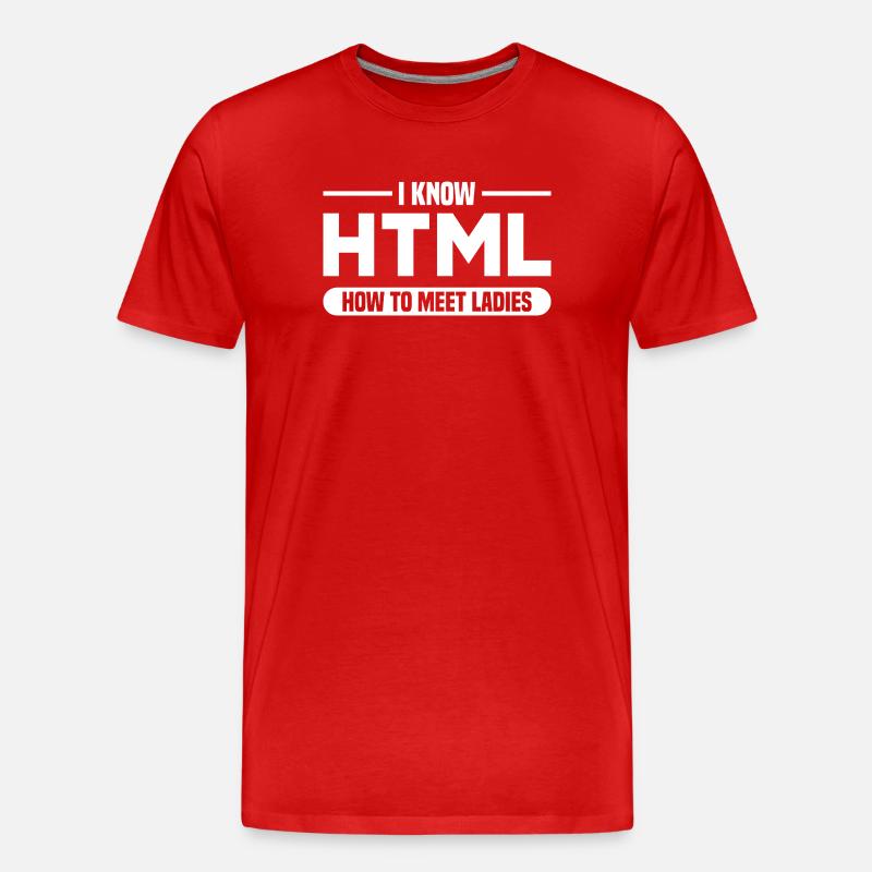 Programmation HTML d’humour disant - T-shirt bio Premium Homme - rouge