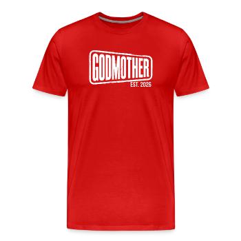 Godmother Est 2026 - Men's Premium Organic T-Shirt - red - Front - Damien (186cm)