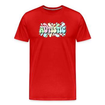 Autistique Arc en Ciel Éclatant - T-shirt bio Premium Homme - rouge - Devant - Damien (186cm)