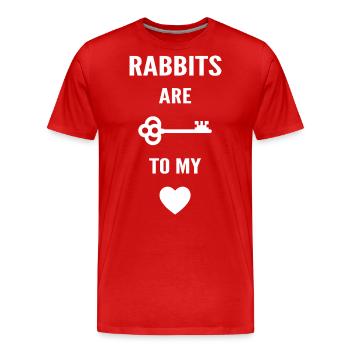 Kaninchen sind der Schlüssel zu meinem Herzen - Männer Premium Bio T-Shirt - Rot - Vorne - Damien (186cm)