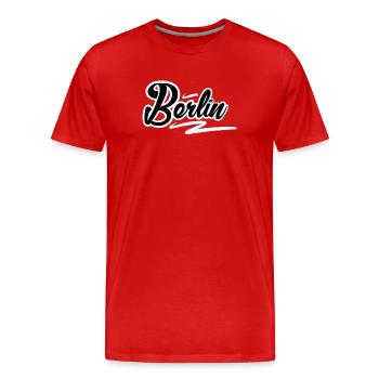 Berlin - Männer Premium Bio T-Shirt - Rot - Vorne - Damien (186cm)