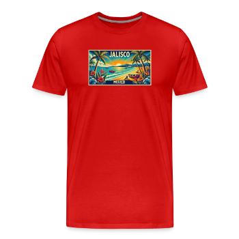 Design de palmier de plage Jalisco Mexico - T-shirt bio Premium Homme - rouge - Devant - Damien (186cm)