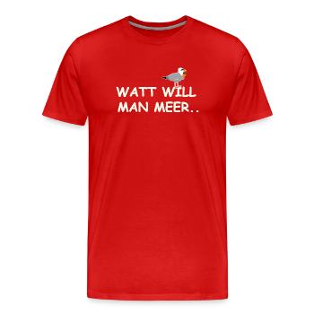 Watt Wandern  - Männer Premium Bio T-Shirt - Rot - Vorne - Damien (186cm)