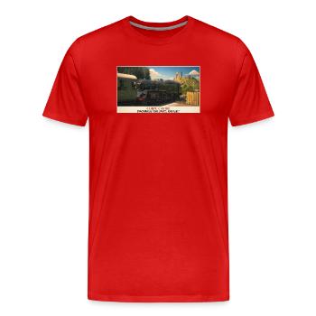 Corfe Castle Dampflok-Plakat - Männer Premium Bio T-Shirt - Rot - Vorne - Damien (186cm)