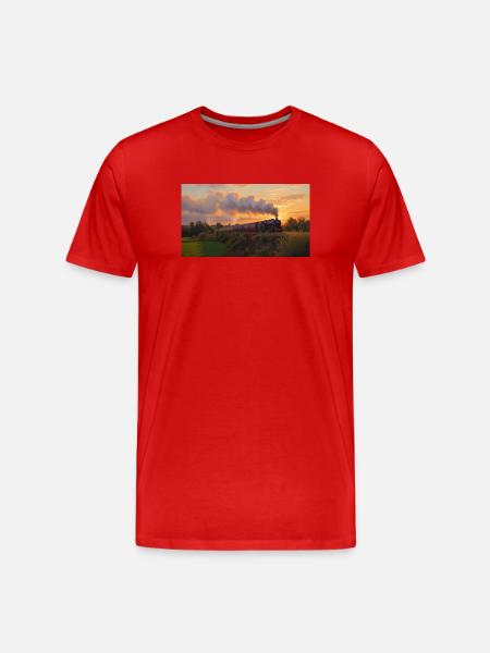 Sunset Steam Train - Men's Premium Organic T-Shirt - red