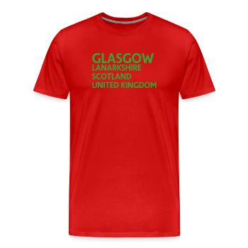 Glasgow – Scotland Textdesign - T-shirt bio Premium Homme - rouge - Devant - Damien (186cm)