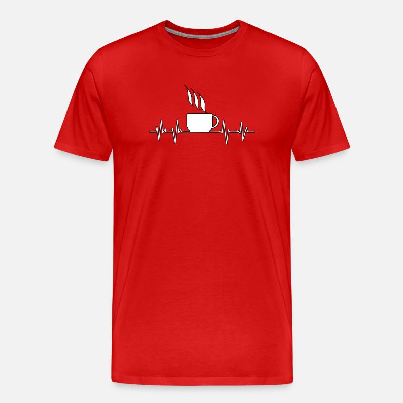 Herzschlag Kaffee - Männer Premium Bio T-Shirt - Rot