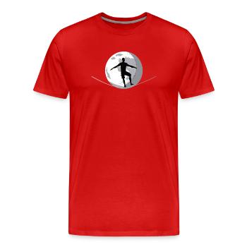 Das Zen des Gleichgewichts: Slacklining vom Mond - Männer Premium Bio T-Shirt - Rot - Vorne - Damien (186cm)