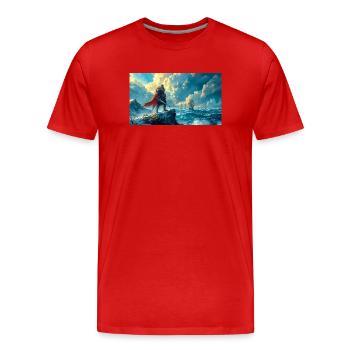 Beowulf Faces the Destiny Awaiting Him nordic saga - Men's Premium Organic T-Shirt - red - Front - Damien (186cm)