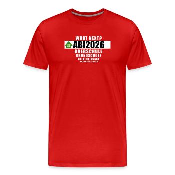 Abi2026 - what next? - Männer Premium Bio T-Shirt - Rot - Vorne - Damien (186cm)