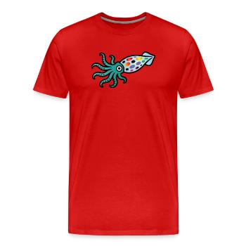 Bunter Tintenfisch | Maritimes Kunstmotiv  - Männer Premium Bio T-Shirt - Rot - Vorne - Damien (186cm)