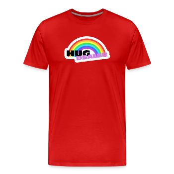 Autocollants Hug Dealer : design arc-en-ciel coloré - T-shirt bio Premium Homme - rouge - Devant - Damien (186cm)