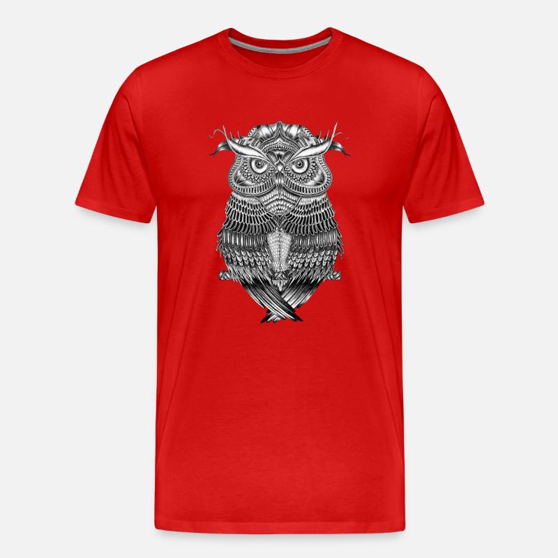 Eule - Männer Premium Bio T-Shirt - Rot