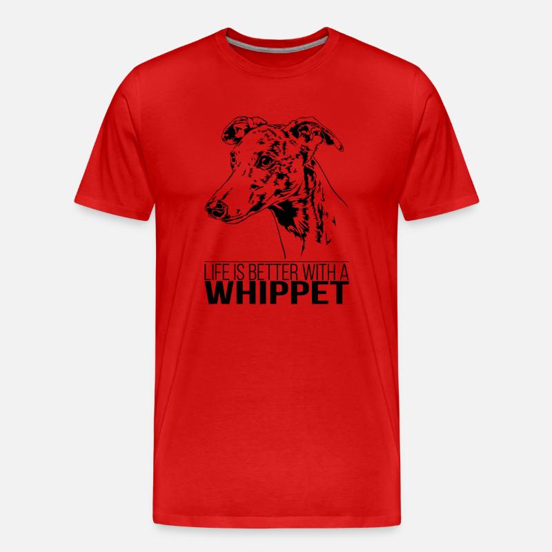 WHIPPET life is better Hundespruch Hunde Wilsigns - Männer Premium Bio T-Shirt - Rot