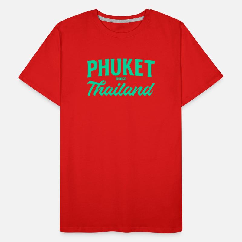 Phuket Thailand Teal Script Männer Premium Bio T-Shirt