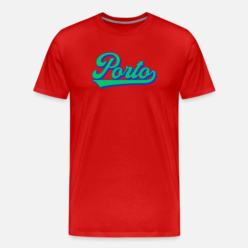 Porto Neon Script Retro - Männer Premium Bio T-Shirt - Rot