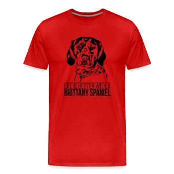 Bretagne La vie d’épagneul est meilleure Chiens Wilsigns - T-shirt bio Premium Homme - rouge - Devant - Damien (186cm)