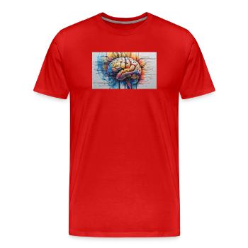 Künstlicher gehirnfarbener Schaltkreis - Männer Premium Bio T-Shirt - Rot - Vorne - Damien (186cm)