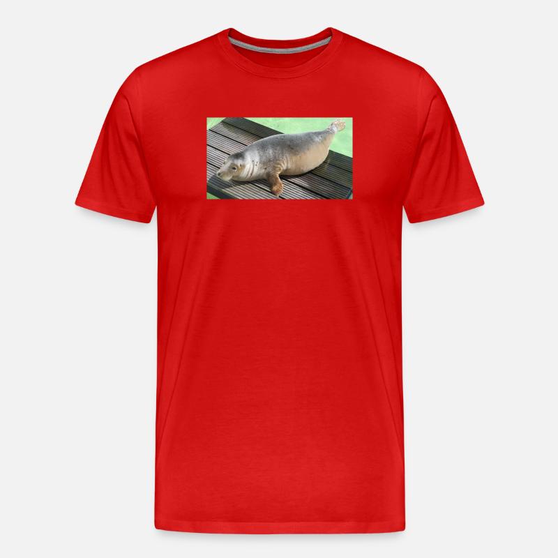 Robbenjunges auf Texel - Männer Premium Bio T-Shirt - Rot