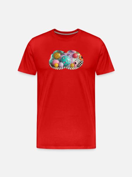 Bunte 3D-Polka-Dot Kunstwelt - Männer Premium Bio T-Shirt - Rot