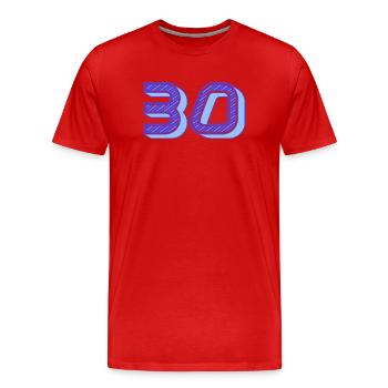 30. 30 YEARS. 30th ANNIVERSARY. 30 YEARS ANNIVERSARY. - Men's Premium Organic T-Shirt - red - Front - Damien (186cm)