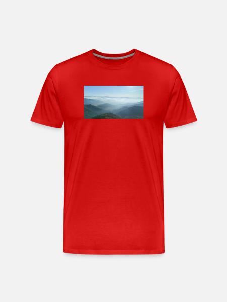 Foggy mountain ranges morning mist - Men's Premium Organic T-Shirt - red
