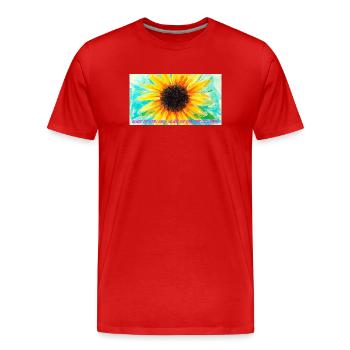 Sonnenblume Farbrausch Kunst - Männer Premium Bio T-Shirt - Rot - Vorne - Damien (186cm)