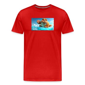 Morse agitant sur la banquise - T-shirt bio Premium Homme - rouge - Devant - Damien (186cm)