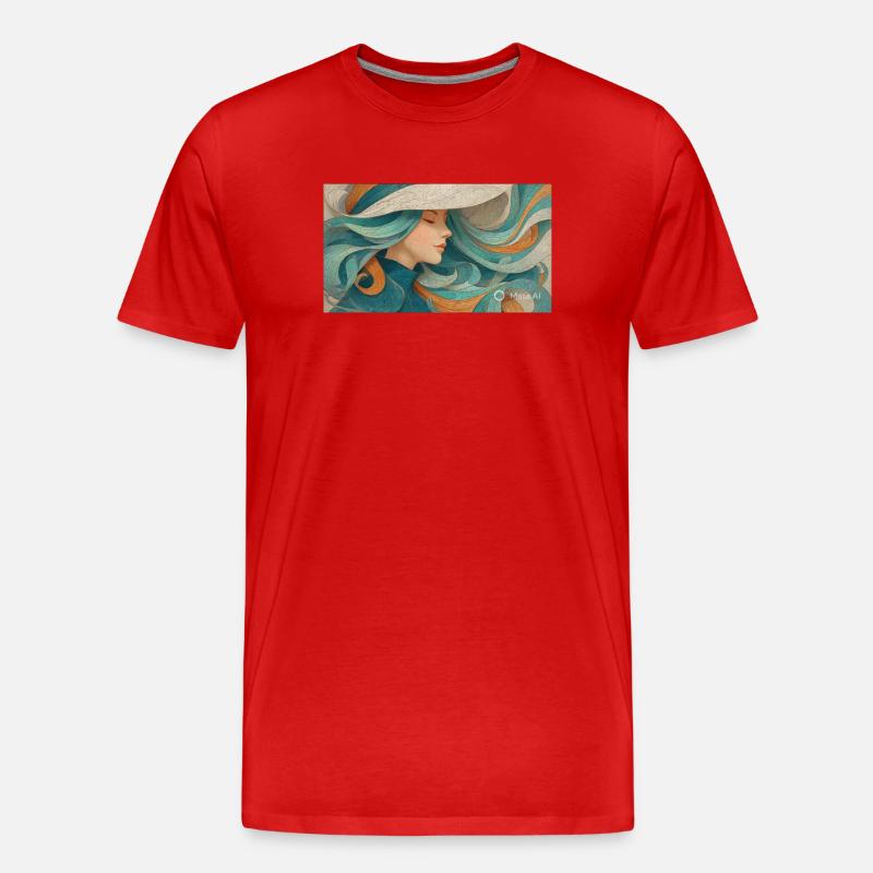 Fließendes Farbporträt Turquoise - Männer Premium Bio T-Shirt - Rot