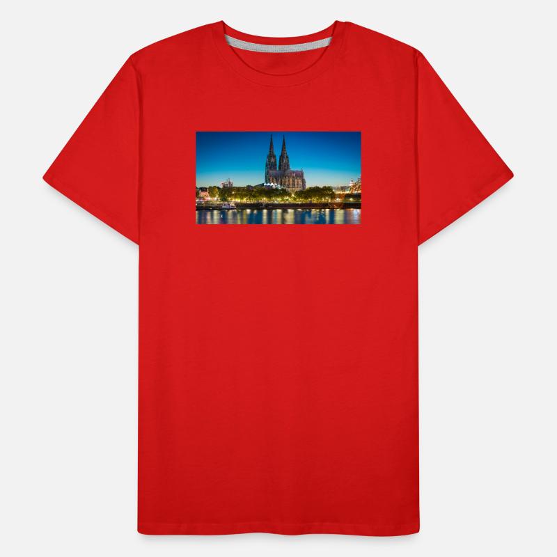Cologne Cathedral Evening Light Silhouette Men's Premium Organic T-Shirt