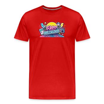 Retro Reloaded Neon Grid - Männer Premium Bio T-Shirt - Rot - Vorne - Damien (186cm)