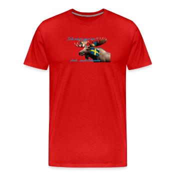 Nordic Moose mit Schwedenflagge - Männer Premium Bio T-Shirt - Rot - Vorne - Damien (186cm)
