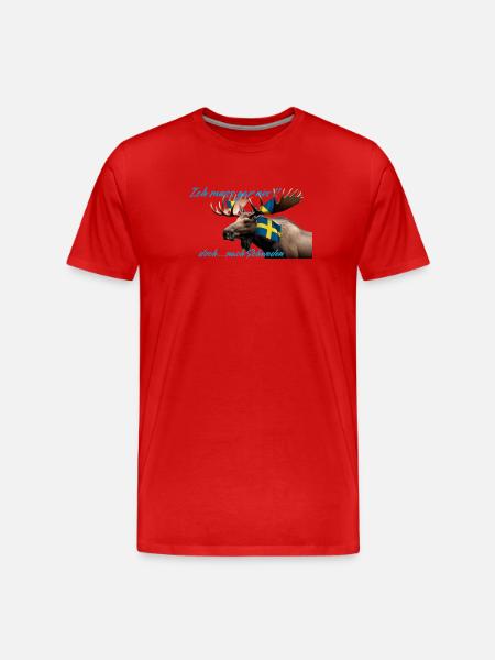 Nordic Moose mit Schwedenflagge - Männer Premium Bio T-Shirt - Rot