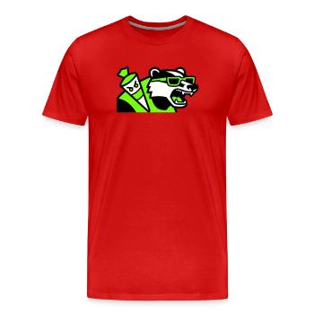 Badger Sac d’école mascotte - T-shirt bio Premium Homme - rouge - Devant - Damien (186cm)